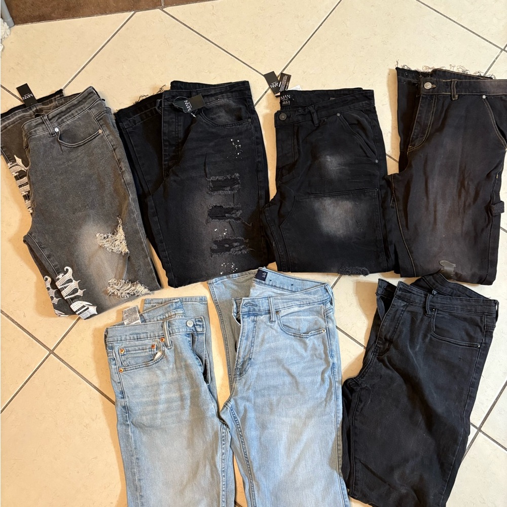 Men's Black and Light Blue Jeans BUNDLE